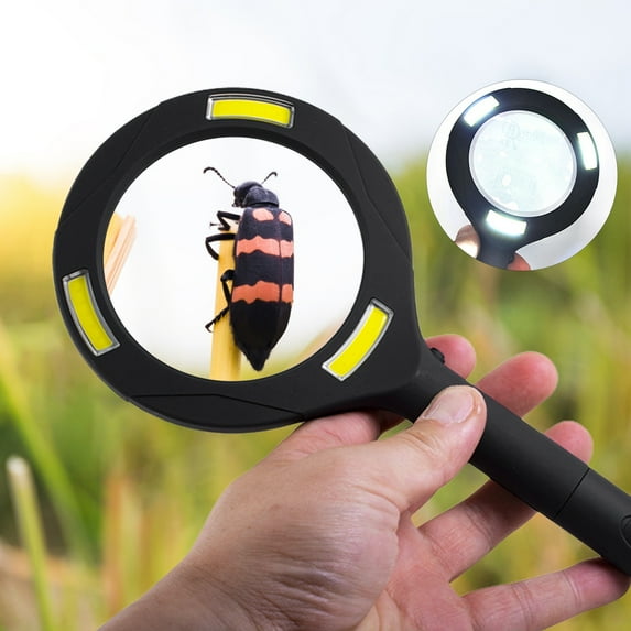 sunsanly Magnifying Glass with 3 Lights Multifunctional Portable 3X Magnifier Handheld Lighted Magnifying Glass for Seniors Reading Inspection Coins Jewelry