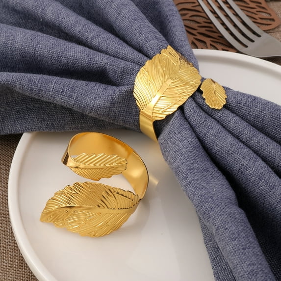 sunsanly Maple Leaf Napkin Rings Gold Silver Alloy Open Napkin Holders Smooth Burr-Free Napkin Buckles for Wedding Dinner Party DIY Decoration