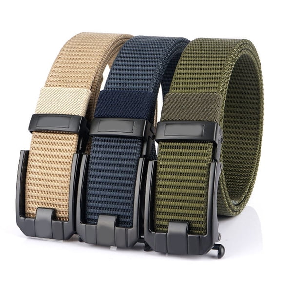 sunsanly Men Belt Thicken Automatic Buckle Decorative Stainless High Strength Match Clothing Wide Band Casual Adjustable Men Waistband Men Clothes Accessory