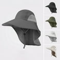 thumbnail image 1 of sunsanly Men Outdoor Hat with Neck Cover Large Brim Hollow Mesh Windproof Chin Strap Anti-UV Sunscreen Great Breathability Camping Fishing Travel Cap, 1 of 8