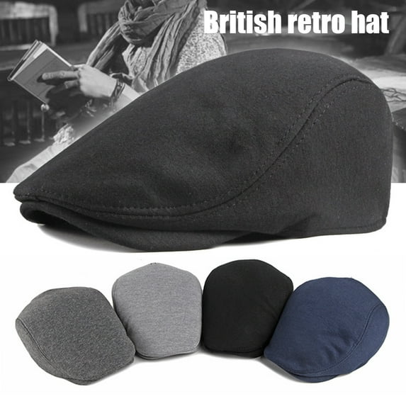 sunsanly Men Retro Advanced Hat Solid Color Casual Portable Sun Protection Anti-UV Literary Newsboy Hat Forward Cap Women English Style Beret