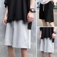 thumbnail image 1 of sunsanly Men Summer Beach Shorts Elastic Drawstring Waist Pockets Shorts Solid Color Wide Leg Casual Short Pants Streetwear, 1 of 8