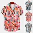 thumbnail image 1 of sunsanly Men Vacation Shirt Colorful Floral Print Turn-down Collar Short Sleeves Single-breasted Cooling Cardigan Plus Size Men Beach Top Men Clothes, 1 of 7