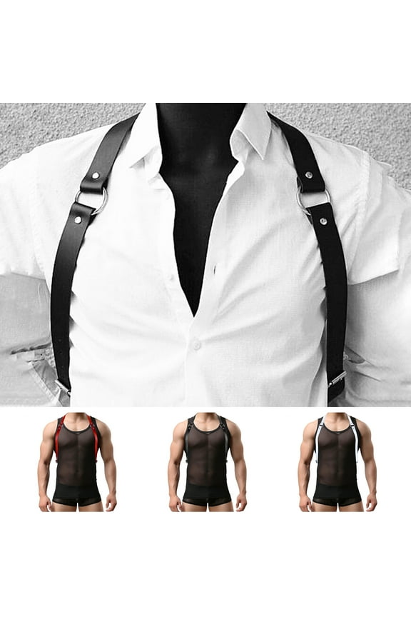 Men Women Punk Belt Punk Style Adjustable Faux Leather Harness with Buckled Straps Clothing Accessory