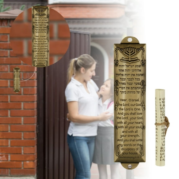 sunsanly Mezuzah with Scroll English Hebrew Blessing Scripture Heavy Duty Metal Mezuzah House Door Plaque Decoration Jewish Gifts
