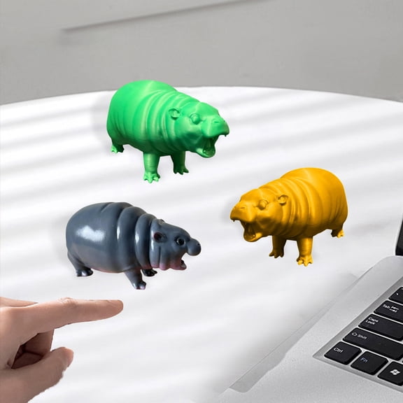 sunsanly Moo Deng Hippo Figure Small Hippo Resin Figurine Tabletop Hippopotamus Sculpture Home Furnishing Decoration for Bookshelf Bedroom
