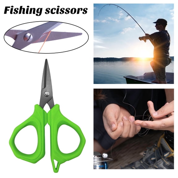 sunsanly Multifunction Fishing Scissors Sharp Serrated Stainless Steel Blade Non-slip Rubber Handle Cutter PE Line Shear Outdoor Fishing Accessories