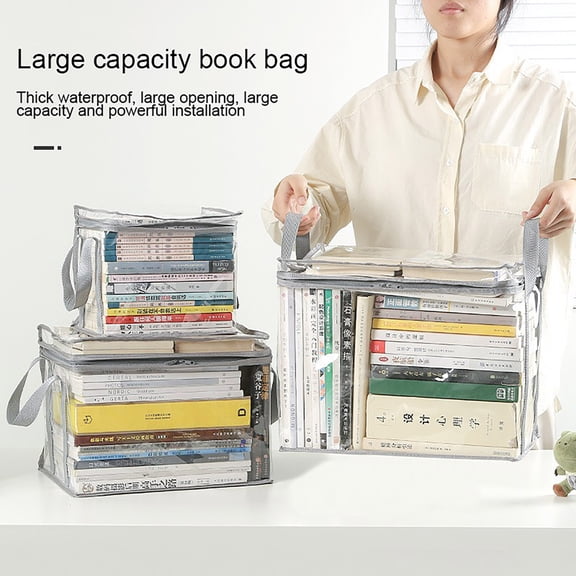 sunsanly Multifunctional Storage Box Foldable Book Box with Handle Zipper Closure Waterproof Toy Box Transparent Storage Case
