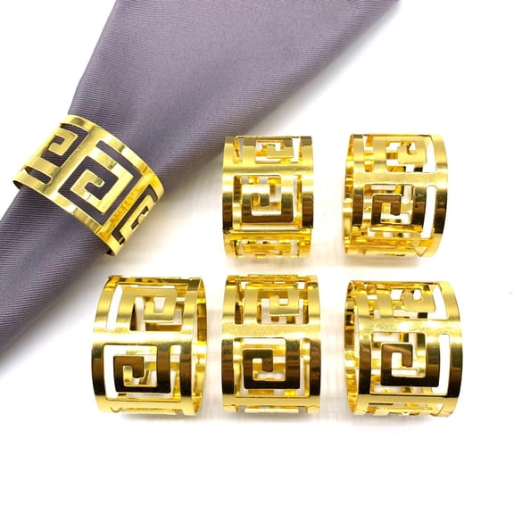 sunsanly Napkin Button Napkin Ring Set Electroplated Alloy Classic Texture for Banquets Weddings Restaurants Hotels Metal Hollowed Out Napkin Rings