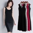 thumbnail image 1 of sunsanly O-neck Sleeveless Women Dress Summer Solid Color Bodycon Dress, 1 of 7