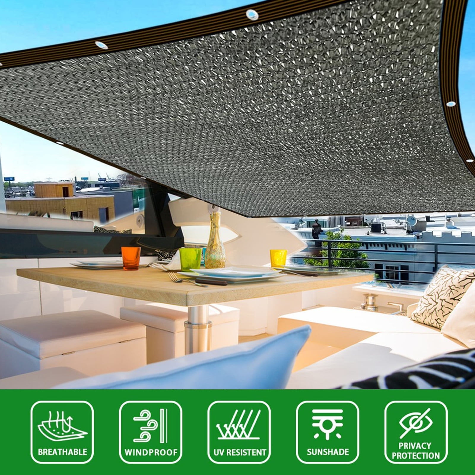 sunsanly Outdoor Shade Cloth Sunblock Netting Simple Installation UV ...