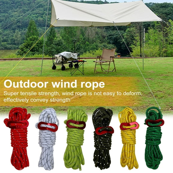 sunsanly Outdoor Windproof Rope Ultralight Tent Cord with Adjuster Tensioner Wear Resistant Super Tensile Strength Reflective Camping Guylines Rope