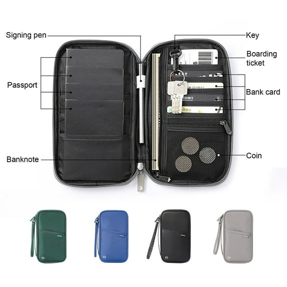 sunsanly Passports Pouch Multi-Compartments Zipper Closure Waterproof Anti-lost Easy Access High Security Passports Organizer Travel Accessory