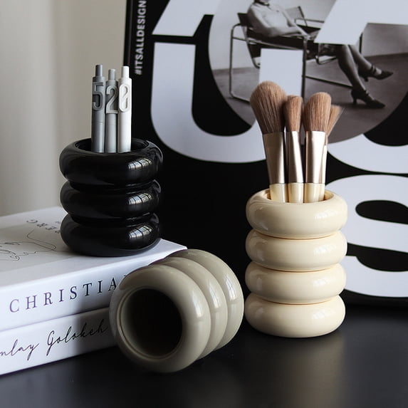 sunsanly Pen Holder Large Capacity Round Keep Tidy Creative Design Desktop Makeup Brush Pencil Holder Container Home Supply