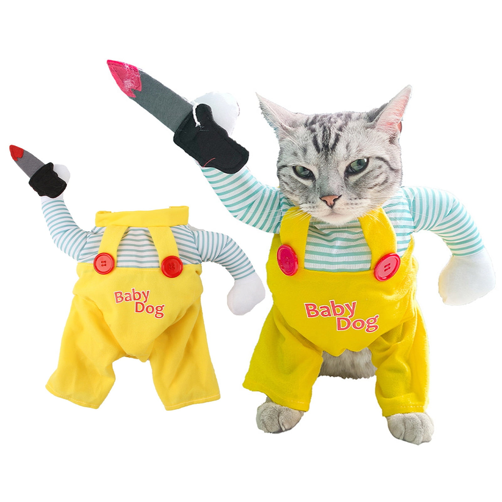 sunsanly Pet Halloween Costume Cat Funny Outfit with Adjustable Straps Plush Arm Knife Attachment Clothes Pet Cosplay Suit Walmart