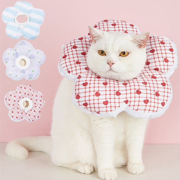 sunsanly Pet Recovery Collar Adjustable Drawstring Flower Cat Cone to Stop Licking Soft Elizabethan Collars for Kitten Puppy And Small Dogs Post-Surgical Neck Pillow for Wound Protection And Grooming