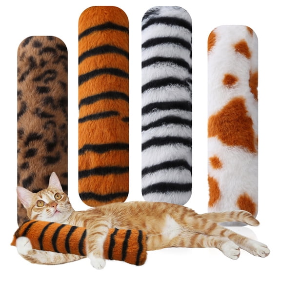 sunsanly Plush Cat Pillow Toy Bite-Resistant Long Design Tiger Tail Pet Pillow Reduces Anxiety Boredom Contains Catnip Curiosity Plaything for Cats