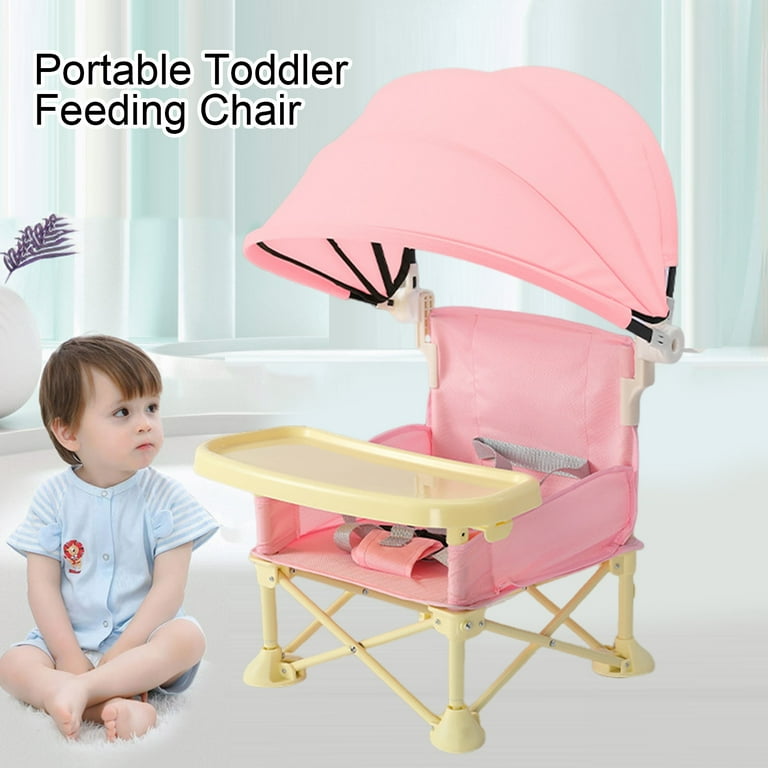 sunsanly Portable Baby High Chair Folding Toddler Camping Chair Dining Seat Adjustable Safety Belt Multifunctional Booster Seat with Removable Tray And Sunshade for Kids Walmart