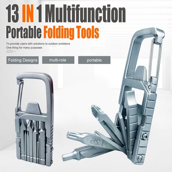 sunsanly Portable Outdoor Multi-Tool 12-In-1 Multi-purpose Screwdriver Bottle Opener Phone Holder Carabiner Portable Camping Home Repair Pocket Mini Tools