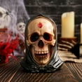 thumbnail image 1 of sunsanly Realistic Human Skull Model Retro Resin Skull Head Statue with Hood Spooky Halloween Home Desktop Figurine Decoration, 1 of 1