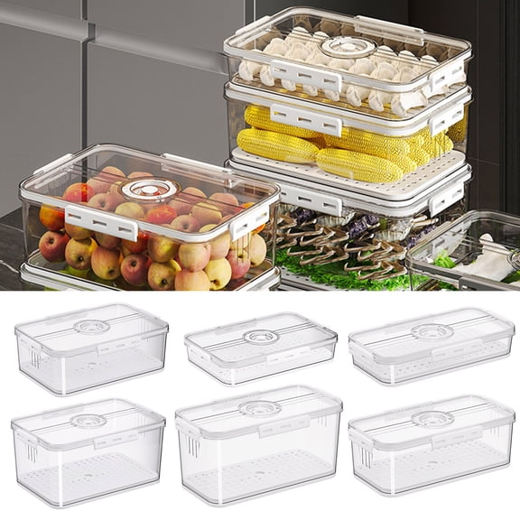 sunsanly Refrigerator Storage Box Transparent with Timer And Lid Good Seal Airtight Large Capacity Air Valve Food Grade Thickened Dumpling Fruit Bread Container Donut Cookies Storage Case