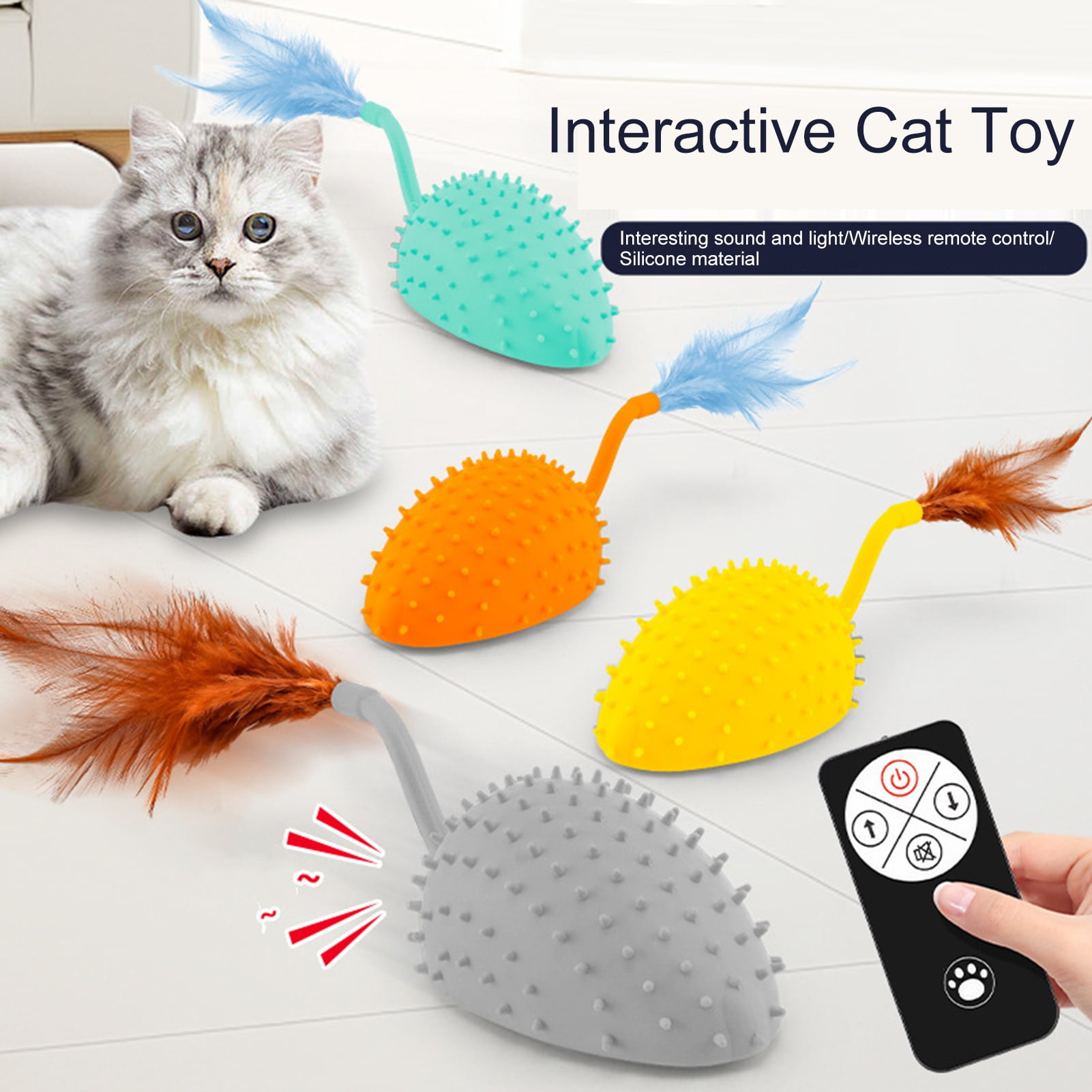 sunsanly Remote Control Silicone Mouse Toy with LED Light Electric ...