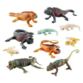sunsanly Reptile Statue Model Simulated Cute Lizard Chameleon Bearded Dragon Solid Model Decoration PVC Reptile Amphibian Figurine Ornament Educational Toy