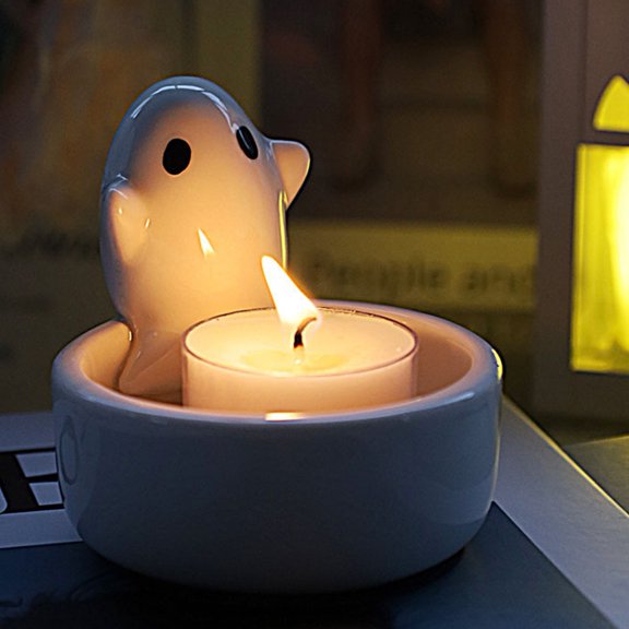 sunsanly Resin Ghost Candle Holder Rabbit Dog Tea Scented Candle Candlestick Living Room Bathroom Desktop Decoration Christmas Halloween Gift