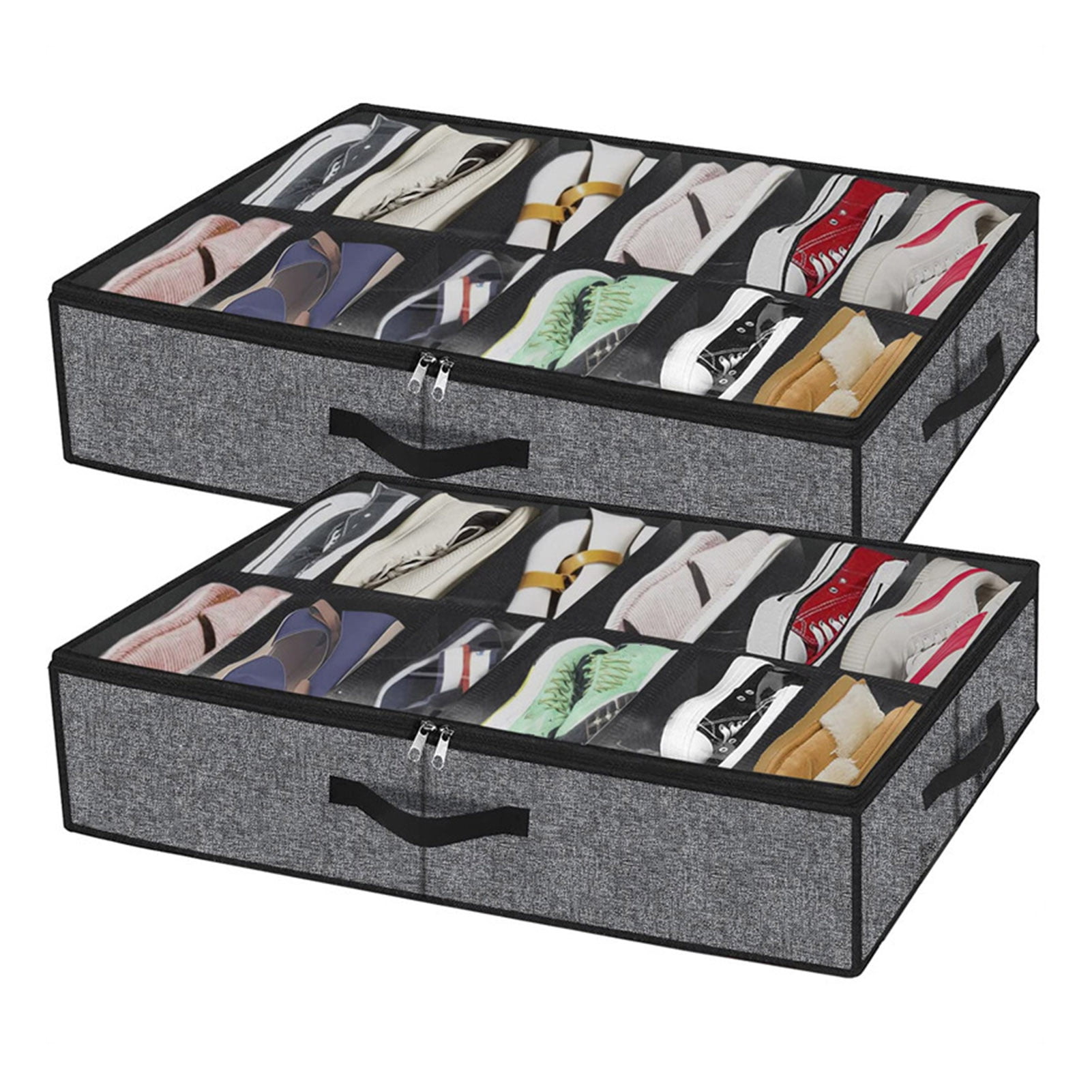 sunsanly Shoes Storage Bag Collapsible Shoe Boot Container with Handles Large Capacity Multiple Compartments Foldable Design Shoes Organizer