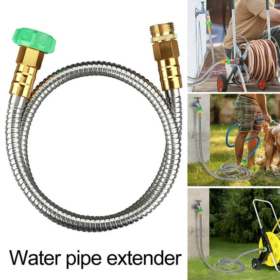 sunsanly Short Garden Hose Metal Leakproof Leader Hose Universal Fit Secure Connection Outdoor Garden Watering Stainless Steel Flexible Hose