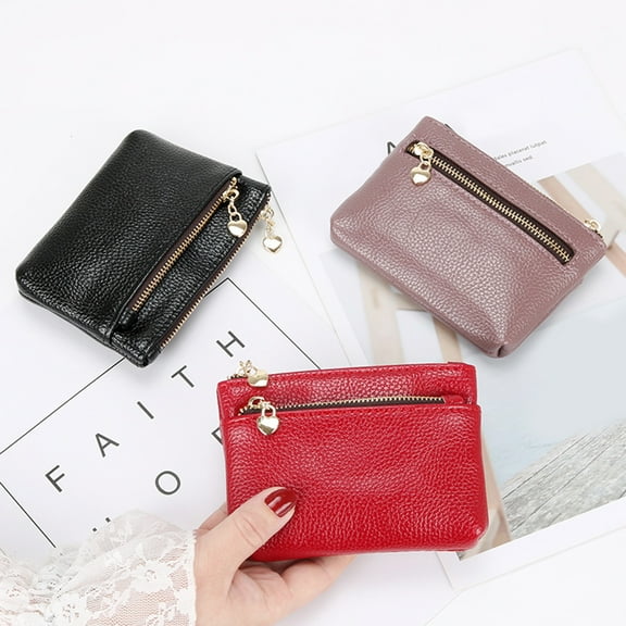 sunsanly Short Wallet Zipper Tassel Delicate Stitching Fine Texture Hand-held Credit Card Holder Square Women Mini Change Purse Women Accessory
