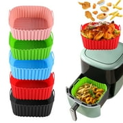 sunsanly Silicone Air Fryer Basket Tray Square Reusable Silicone Pot for 7QT Air Fryer BPA-Free Steamer Oven Liner Easy Clean Air Fryer Accessory with Handles
