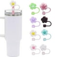 thumbnail image 1 of sunsanly Silicone Flower Straw Cap 10mm Diameter Cute Straw Topper Dust-Proof Drinking Straw Covers Cap Reusable Straw Tips Lids Gift for Party Decor, 1 of 7