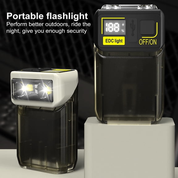 sunsanly Small Powerful Flashlight with Digital Display 180-Degree Adjustable Rechargeable Mini Pocket Lamp Waterproof Headlamp