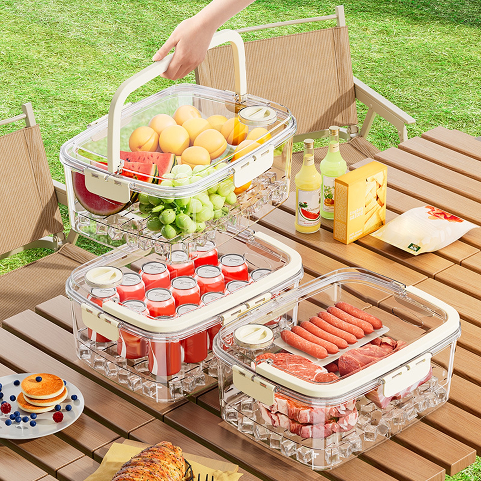 sunsanly Snack Container Crisper Box with Silicone-Sealed Lid Portable ...