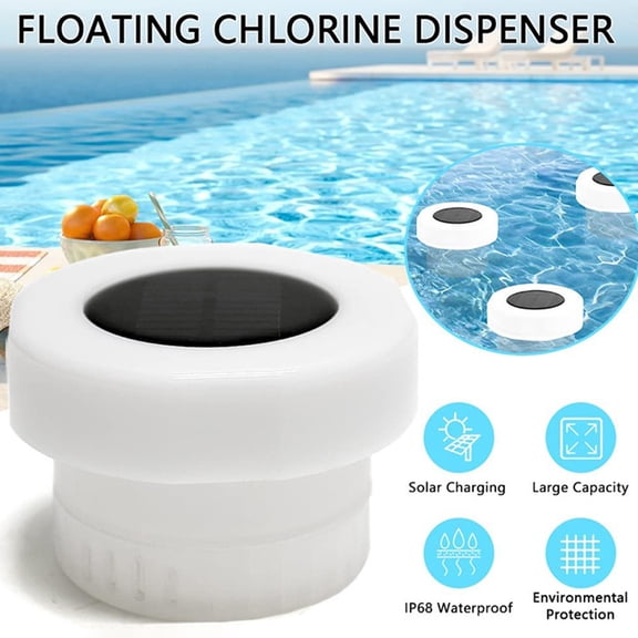 sunsanly Solar Pool Chlorine Floater with Light Chlorine Tablet Floater Pool Chlorine Dispenser Colorful Light Chlorine Floater for Hot Tub