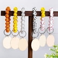 thumbnail image 1 of sunsanly Sports Ball Wood Bead Bracelet Keychain with Round Plate Baseball Rugby Football Basketball Charm Men Women Beaded Bangle Christmas Gift, 1 of 8