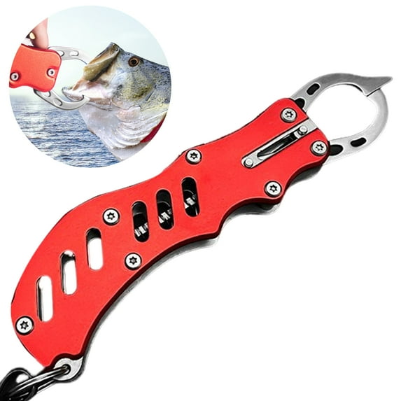 sunsanly Stainless Steel Fish Gripper Fish Mouth Lip Grabber with Ruler Scale EVA Handle Fishing Pliers Fish Control Clamp Catcher Tong Fishing Accessories