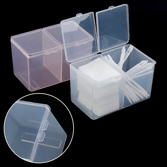 sunsanly Storage Box Double Grids Visible Buckle Convenient Creative Storing Cotton Swab Wear-resistant Transparent Design Nail Charm Organizer Nail Tools