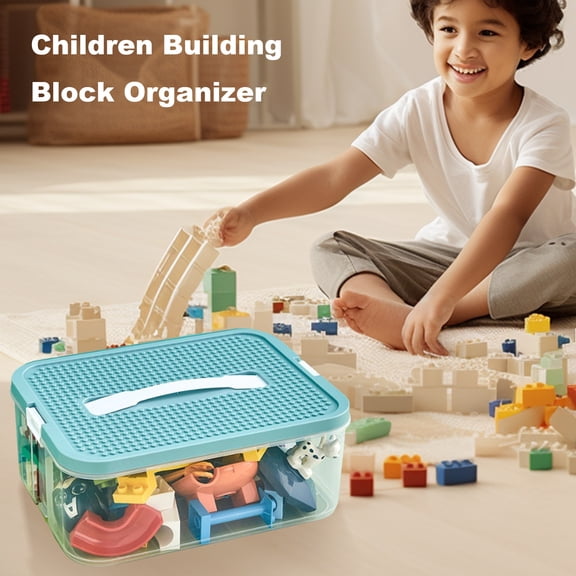 sunsanly Storage Box with Lockable Lid Multiple Compartments Large Capacity Transparent Building Blocks Organizer Jewelry Storage Case