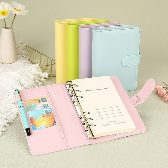 sunsanly Student Loose-Leaf Book Macaron Color Imitation Leather Cover Small Size Monthly Weekly Academic Planner Mini Pocket Planner