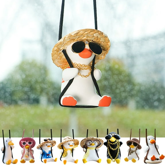 sunsanly Swing Duck Car Hanging Decoration Home Office Auto Rearview Mirror Cartoon Duck Hanging Ornament Animal Pendant Birthday Christmas Gift