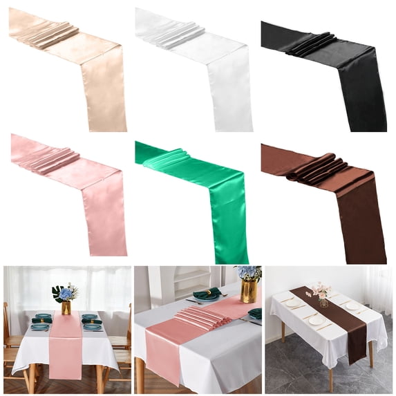 sunsanly Table Runner Long Rectangle Smooth Fabric Machine Washable Solid Color Party Table Runner Wedding Banquet Supplies