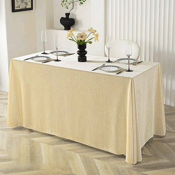 sunsanly Tablecloth Oblong Shape Pure Color Easy Care Velvet Table Banquets Party Decoration Tablecloth Diner Hotel Restaurant Picnic Table Cover