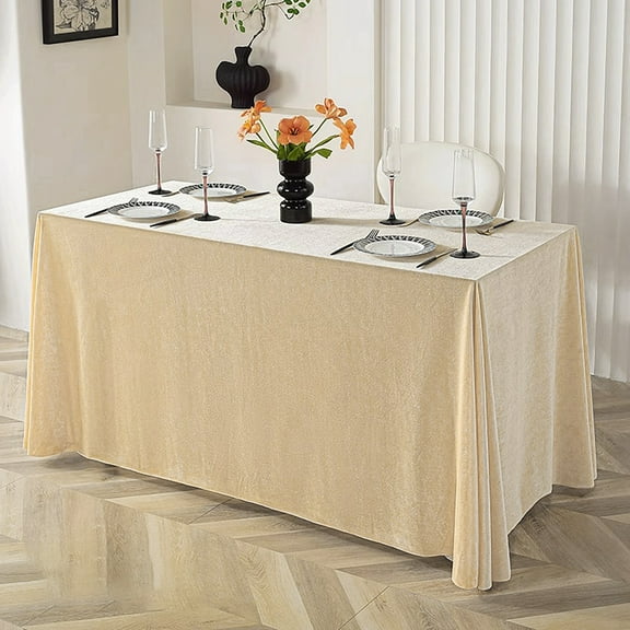 sunsanly Tablecloth Oblong Shape Pure Color Easy Care Velvet Table Protection Banquets Party Decoration Tablecloth Diner Hotel Restaurant Picnic Table Cover