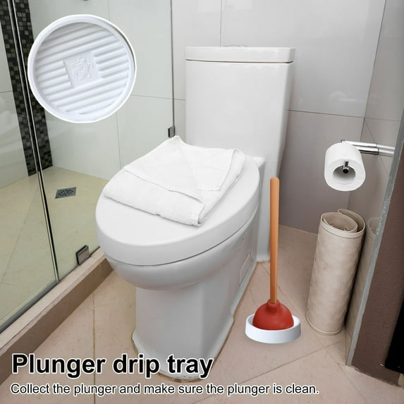 sunsanly Toilet Plunger Tray Plastic Plunger Retainer Air Drying Mat Universal Piston Tray Toilet Piston Retainer Spatula Holder
