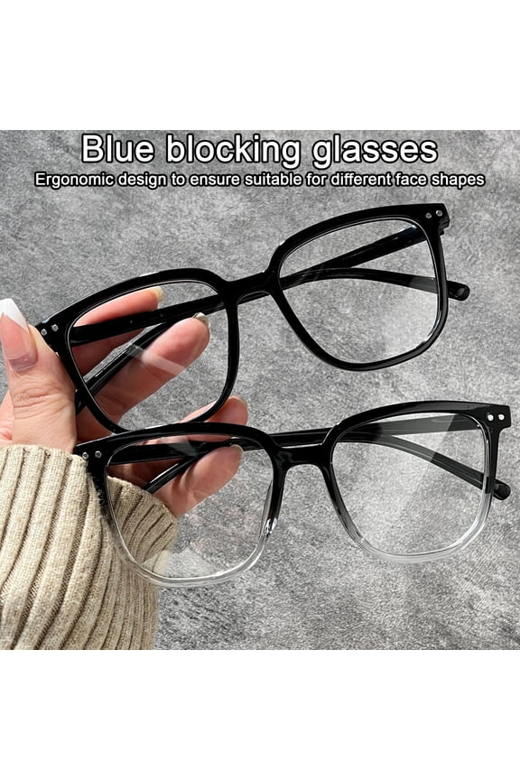 Unisex Blue Light Blocking Glasses Retro Large Oval Frame Clear View Strong Hinge with Brim Eye Protection Clear Bluelight Glasses Spectacles Eyeglasses Eyewear