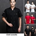 thumbnail image 1 of sunsanly Unisex Chef Shirt Kitchen Double-breasted Short Sleeve Stand Collar Soft Chest Pocket Breathable Stain-resistant Loose Kitchen Bakery Restaurant Canteen Waiter Top Cook Uniform, 1 of 7