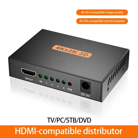 sunsanly Video Switcher HD-compatible 1080p 30HZ Max 3D Visual Effects 5.1Gbps Audio-video Synchronisation 1 in 4 Out Video Splitter Office Supply