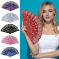 thumbnail image 1 of sunsanly Vintage Lace Folding Fan Portable Floral Pattern Elegant Handheld Fan Lightweight Plastic Rib Hand Fan for Dance Performance Photography Photo Props, 1 of 8